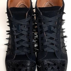 Christian Louboutin Louis spikes flat suede